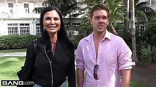 Jasmine Jae is a hot MILF with big tits and a pierced clit. The trio go to the lido where Jasmine exposes her pussy for the public to see!